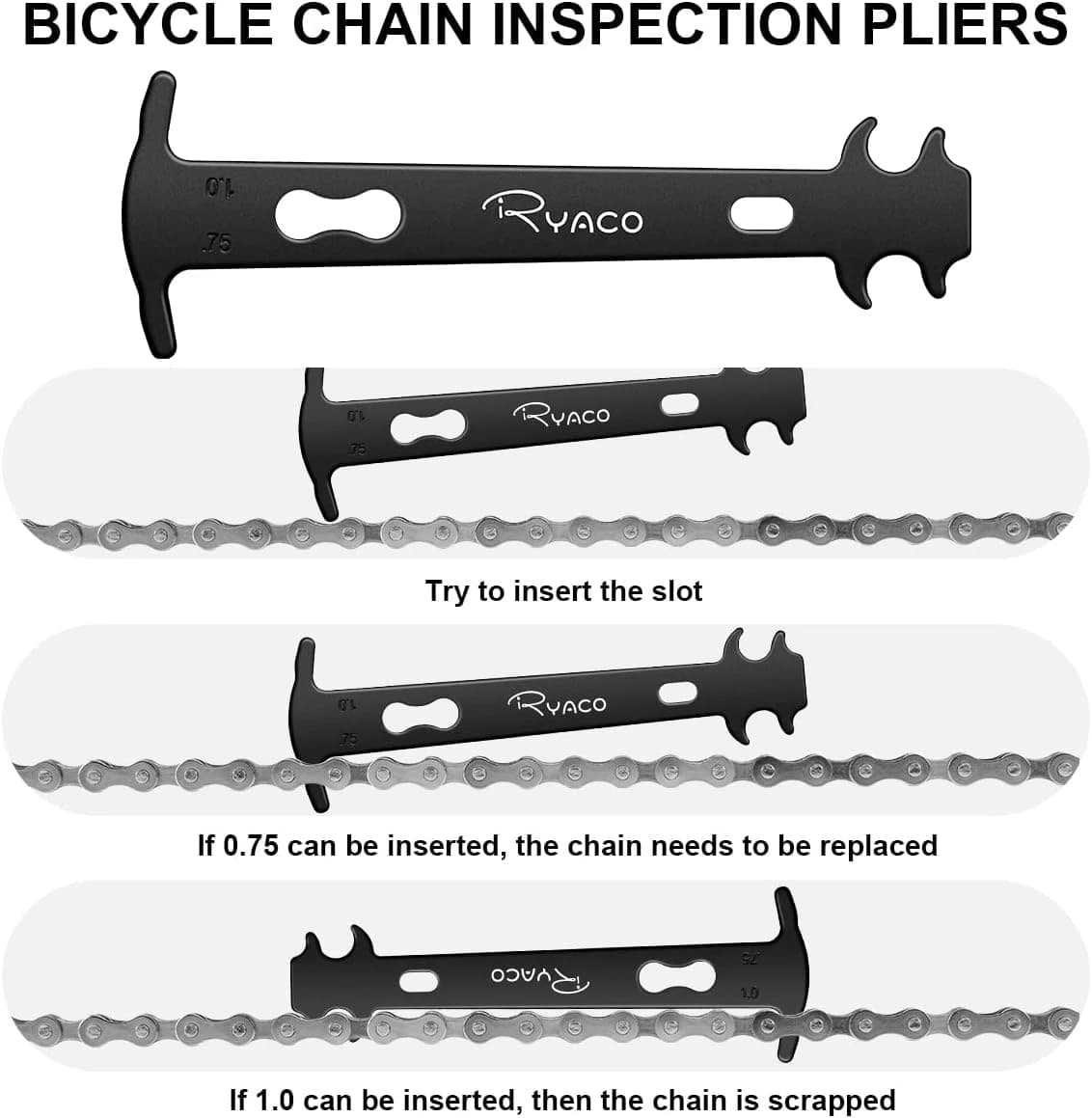 RYACO Ensemble d'outils de chaîne de vélo, pince à maillons de vélo, coupe-chaîne, étrier d'inspection de chaîne inclus pour réparation de maillons de chaînes de 6/7/8/9/10 vitesses, kit d'outils — photo 5