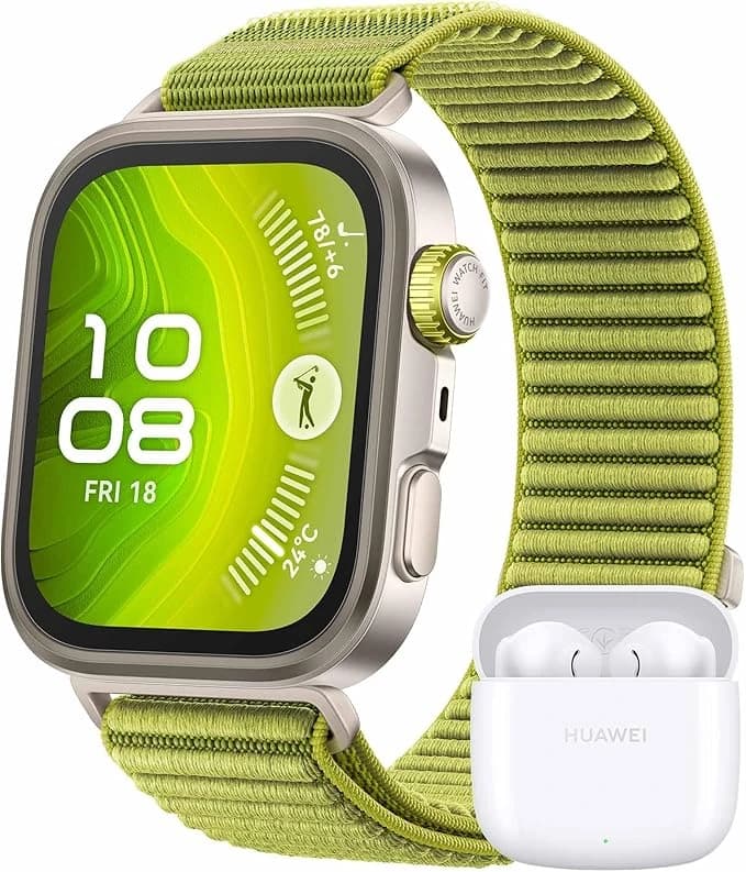 HUAWEI Watch FIT 4 Pro Montre connectée, + Freebuds SE 2 Blanc, Ultra-Fine, 1.82" Écran Verre Saphir, Bordure en Alliage de Titane, Suivi de la santé, ECG, Garantie prolongée de 6 Mois, Vert