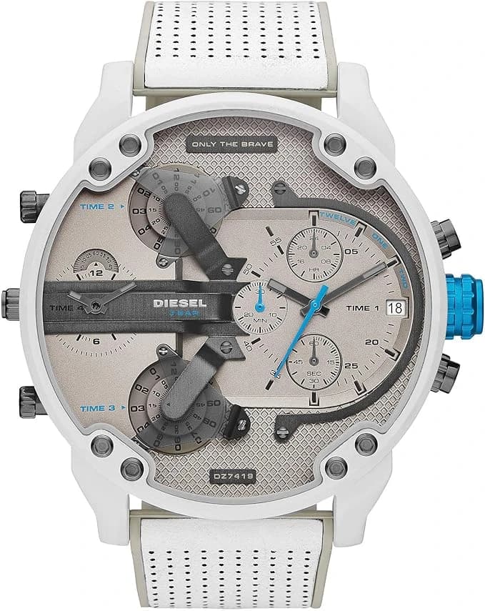 Diesel Montre, Mr. Daddy pour Homme, Mouvement Multifonctionnel à Quartz avec Bracelet en Cuir, synthétique ou Silicone