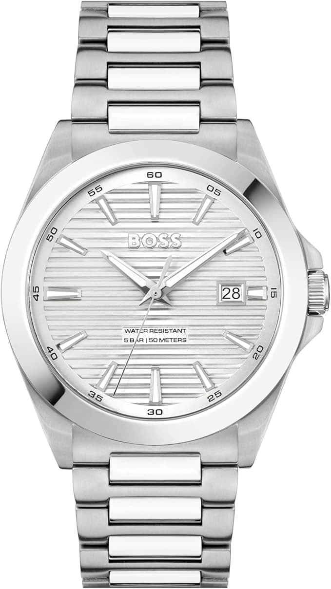 BOSS Montre à Mouvement à Quartz Trois Aiguilles pour Homme Collection Strike avec Bracelet en Acier Inoxydable