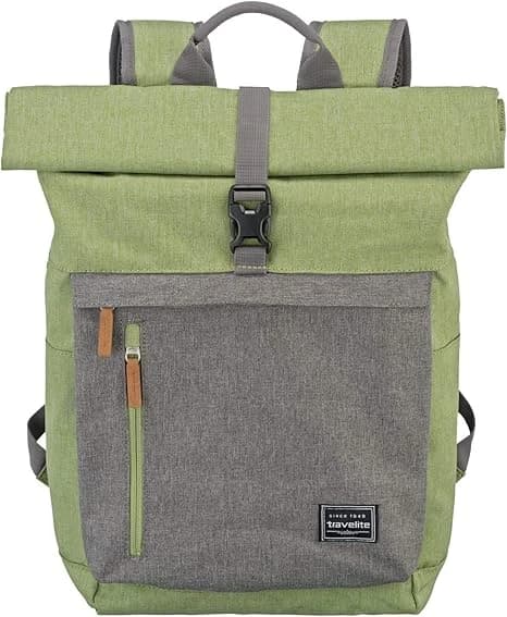 travelite Sac à dos pour bagage à main, sac à dos pour ordinateur portable 15,6 pouces, BASICS, sac à dos de voyage avec fonction rolltop, 60 cm, 35 litres