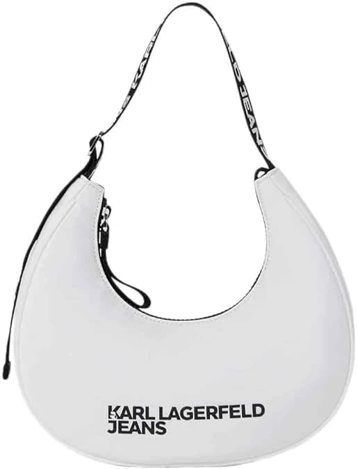 Karl Lagerfeld Jeans Essential Nylon Moon Bag, Sac à bandoulière Femmes, Blanc