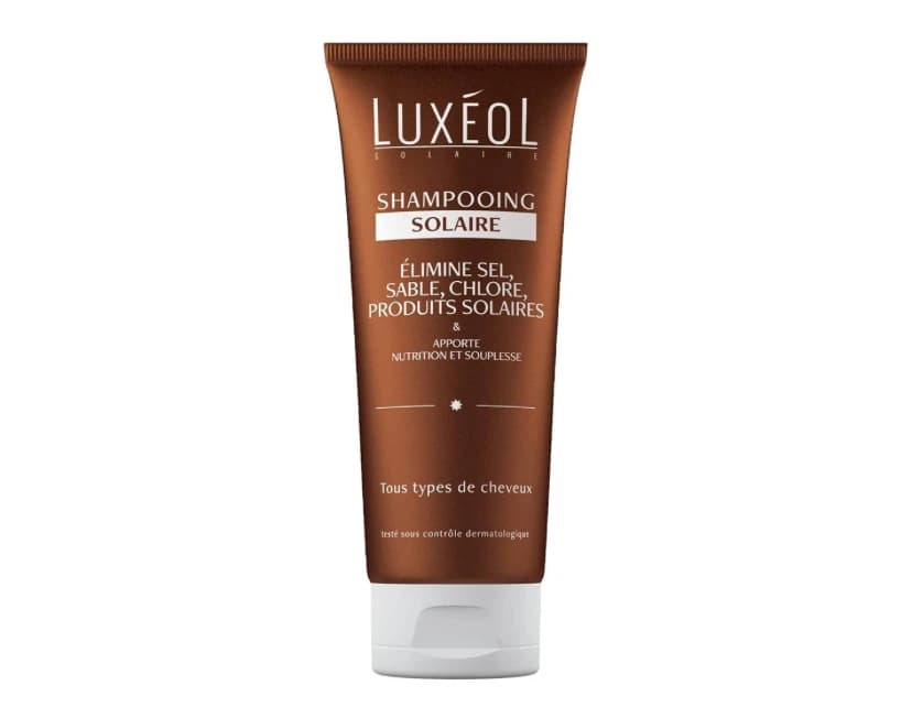 LUXÉOL - Shampooing Solaire - Soin Cheveux Nourrissant Plage, Piscine - Elimine Sel Sable Chlore Produits- Sans Silicone - 95% D'Ingrédients D'Origine Naturelle - Fabriqué En France - 200ml