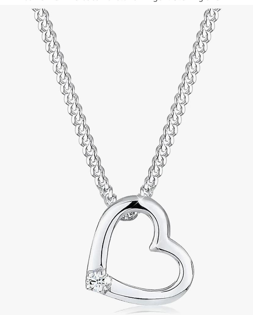 Elli Collier Femme Coeur Cristal en Argent Sterling 925