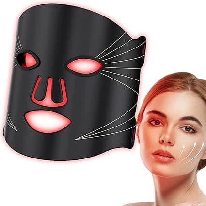 Masque facial LED avec 7 couleurs, 10 niveaux de luminosité et 6 réglages de synchronisation, 90 perles lumineuses haute densité, masque de lumière rouge, comprend une protection des yeux, un