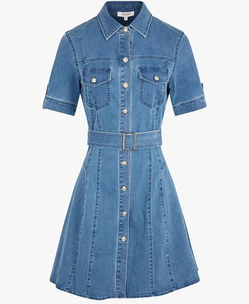 Morgan Robe courte patineuse en jean