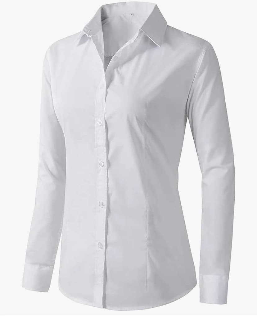 Beninos Beninos Women Long Sleeve Button Down Dress Shirt Chemise à Bouton Bas Femme