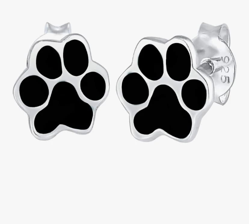 Elli Boucles d'Oreilles Femmes Clous d'oreilles Patte Animal Chien Chat Filigrane avec Émail en Argent Sterling 925