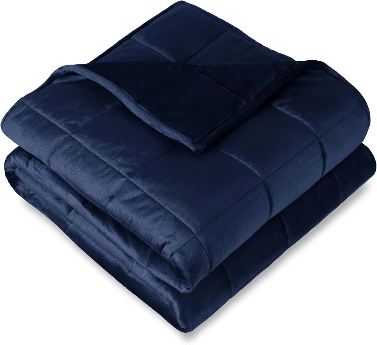 Bare Home – Couverture lestée pour adultes et enfants; 7,7 kg – molleton de vison – couverture lourde de qualité supérieure avec perles de verre non toxiques (bleu foncé, 152,4 x 203,2 cm)
