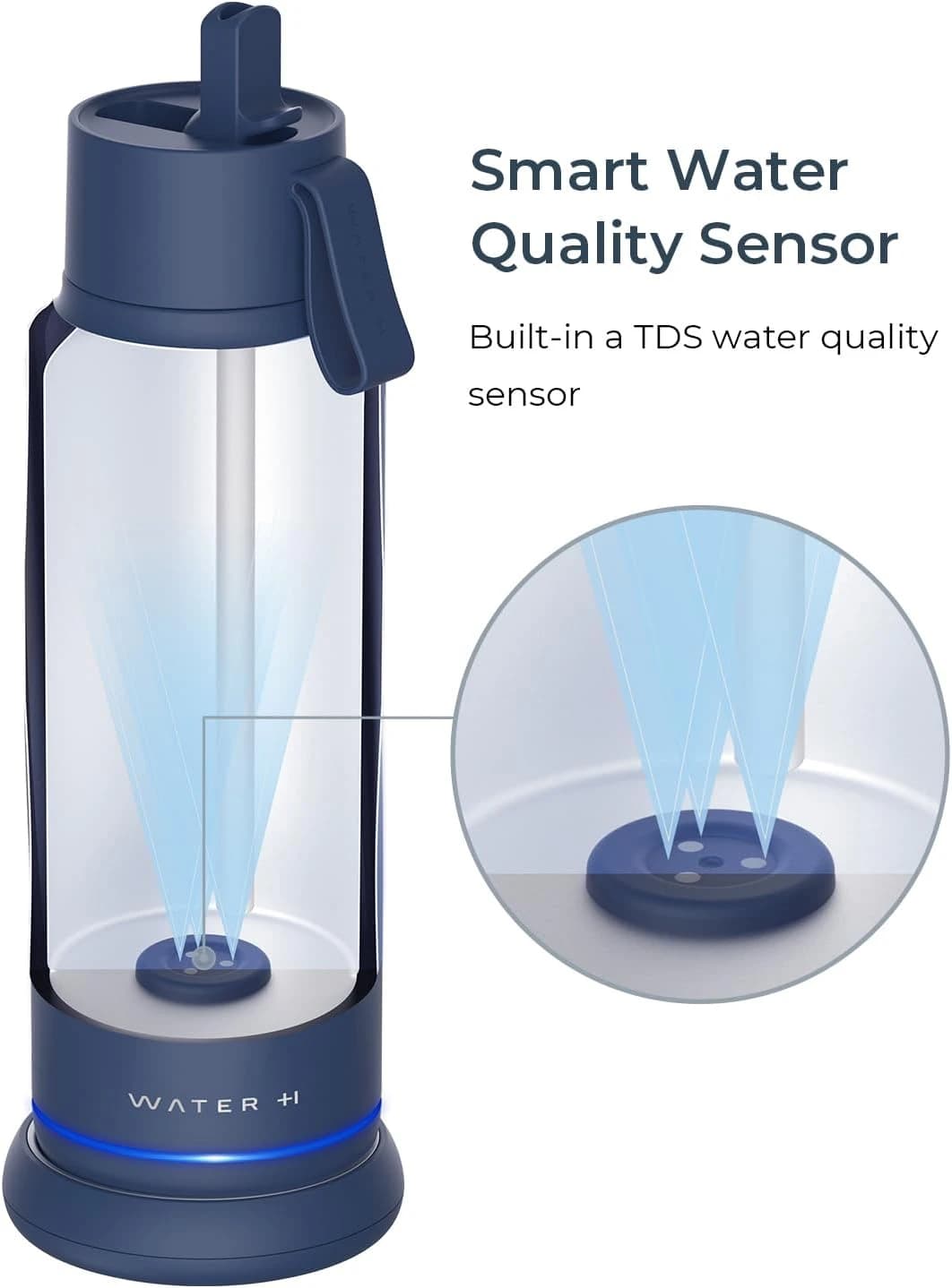 Vita Bouteille d'eau intelligente avec rappel de boire de l'eau – Bouteille d'eau isotherme sans BPA avec paille – Bouteille Bluetooth avec suivi de l'eau – Cadeau idéal (532 ml)