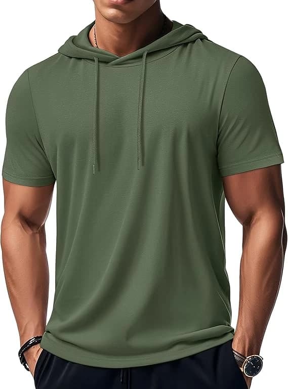 MAGCOMSEN Sweat à capuche à manches courtes pour homme en coton léger pour l'été, la gym, le golf