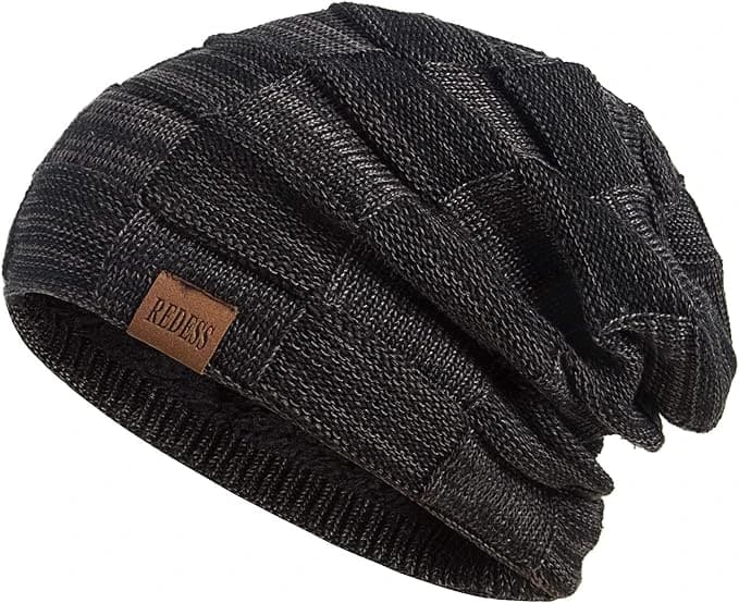 REDESS Tuque longue d’hiver chaude en tricot épais pour homme et femme