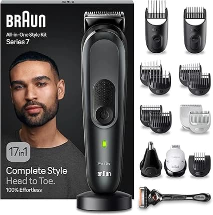 Braun Tondeuse Tout-En-Un Series 7 MGK7491, 17-en-1 Kit Pour Barbe, Cheveux, Corps & Bien Plus