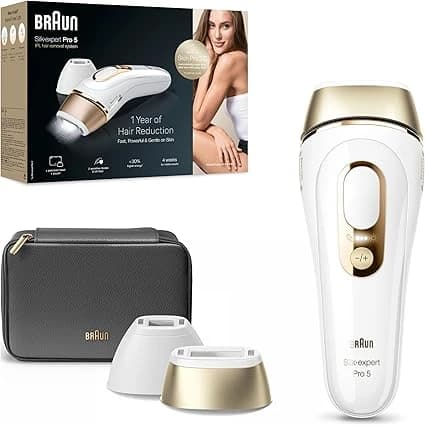 Braun Épilateur À Lumière Pulsée Silk·expert Pro 5 PL5140, Épilation Semi-Définitive, Alternative Au Laser, Résultats En 2 Séances, Rasoir Venus, 2 Têtes Pour Épiler Jambes, Visage, Maillot Et Plus